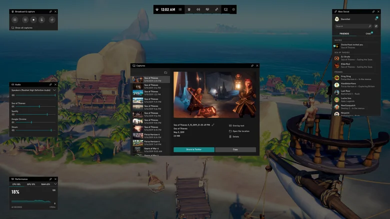 The Xbox Game Bar in Windows.