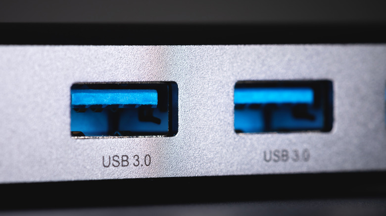 Blue USB 3.0 ports labeled