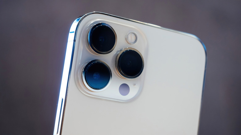 The three cameras on the back of a Pro iPhone model.