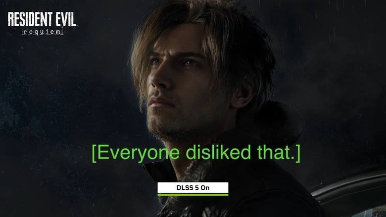 DLSS 5 is turned on during a Resident Evil Requiem cutscene.