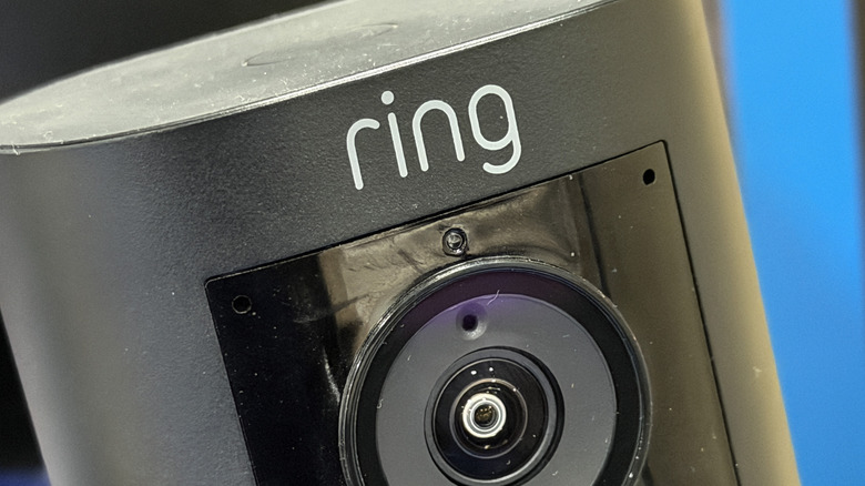 A close-up shot of a Ring doorbell.