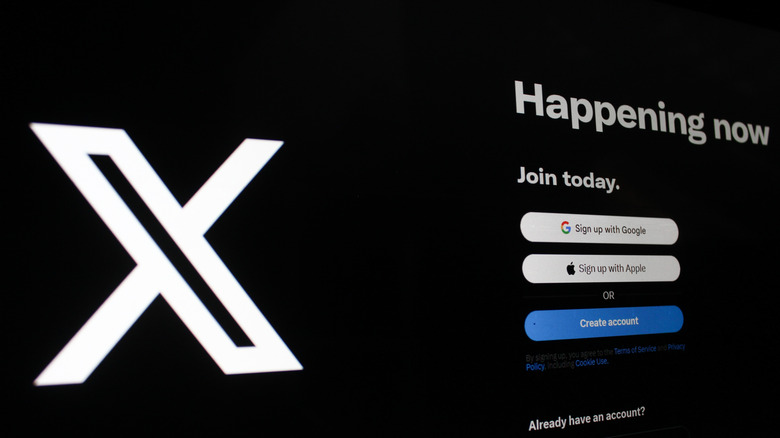 The X logo on the platform's landing page.