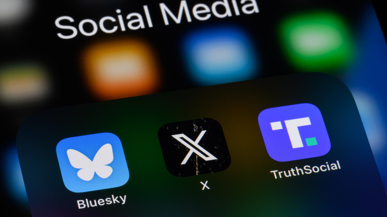 Social media app icons on a phone