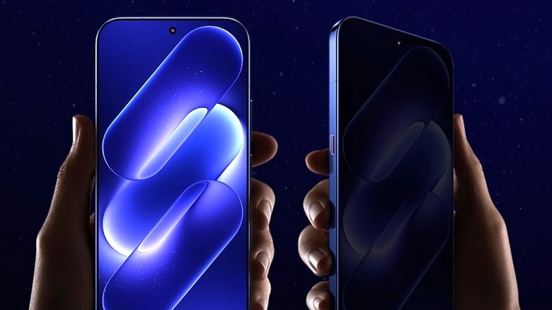 Two hands holding smartphones. One is tilted to the side, making it harder to see what's displayed on the screen.