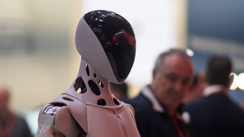 XPENG's Iron humanoid robot is displayed at an automotive exhibition in Shanghai, China.