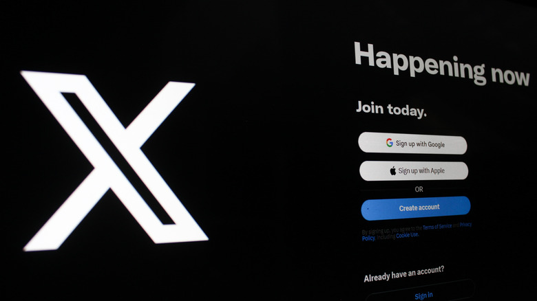 X sign-up interface