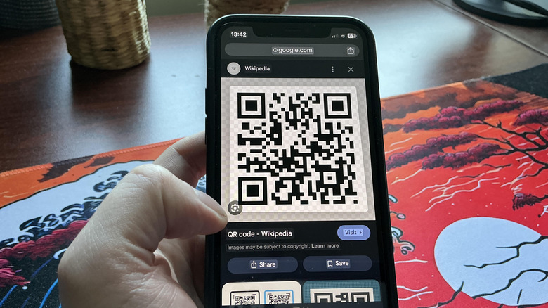 A Google QR  code saved on an iPhone 12 Pro