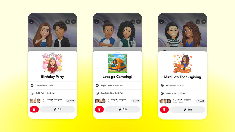 Snapchat's new event planning feature.