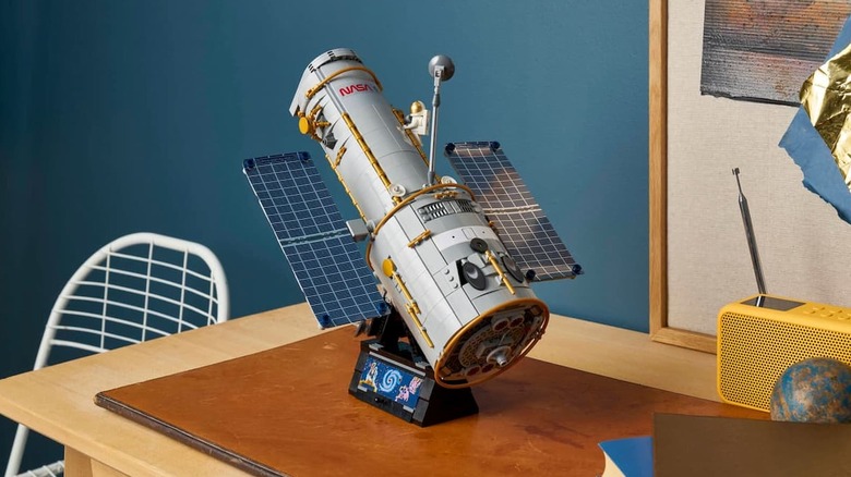 A Lego version of the Hubble Space Telescope on a table