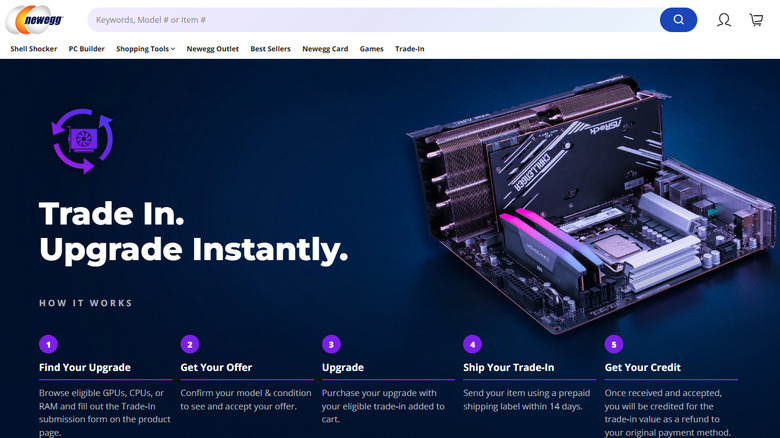 A screenshot of the Newegg Trade-In webpage.
