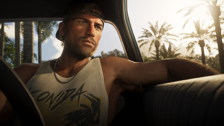 GTA VI's Jason driving a car.