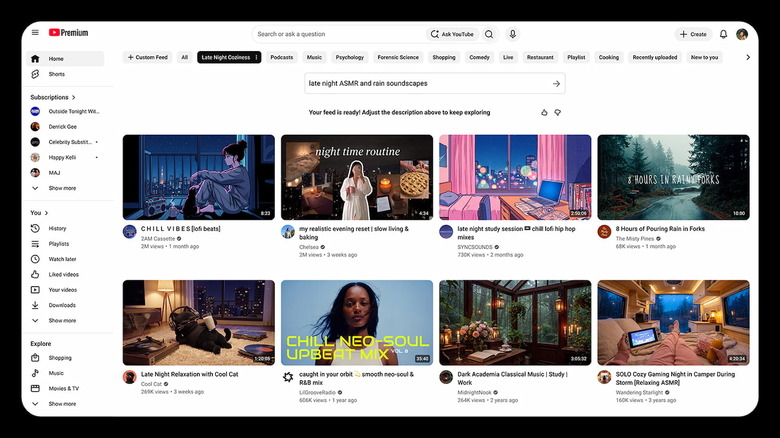 YouTube готовится внедрить пользовательские ленты, GIF-анимацию в комментариях и новые ИИ-функции Скриншот YouTube с демонстрацией создания пользовательской ленты видео по запросу