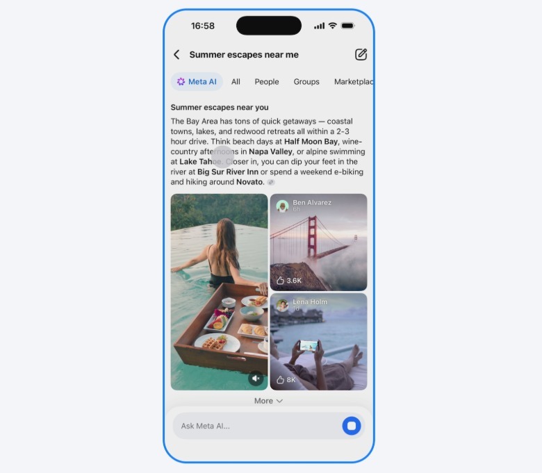 A user asks for vacation spots.