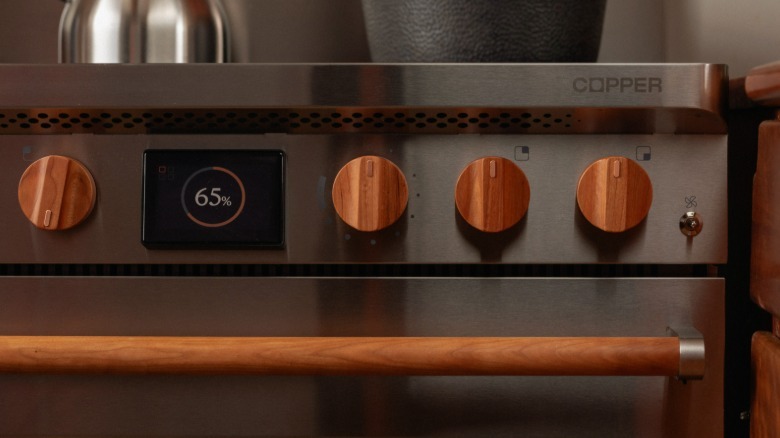 The upcoming cherry finishes on the new Charlie induction range.
