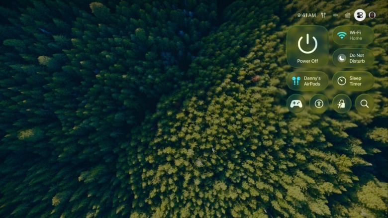 The Control Center in action on a TV.