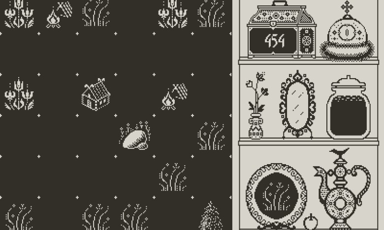 An image of Meshchera showing the game board with some vegetation illustrations