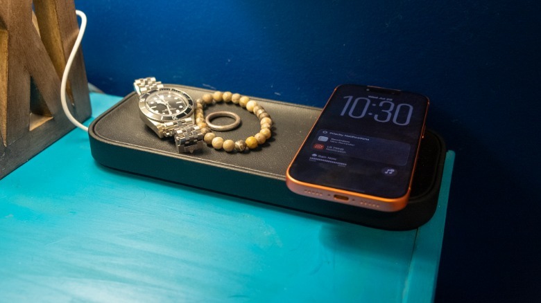 The Twelve South Valet on a bedside table.