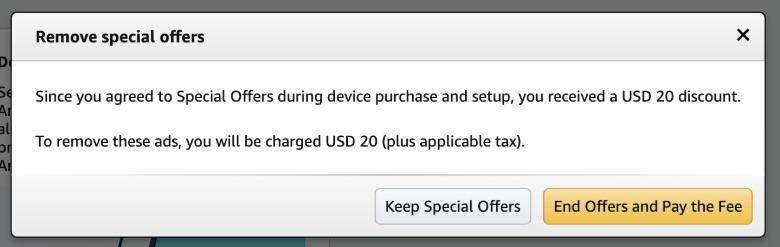 Screenshot of ending special offers
