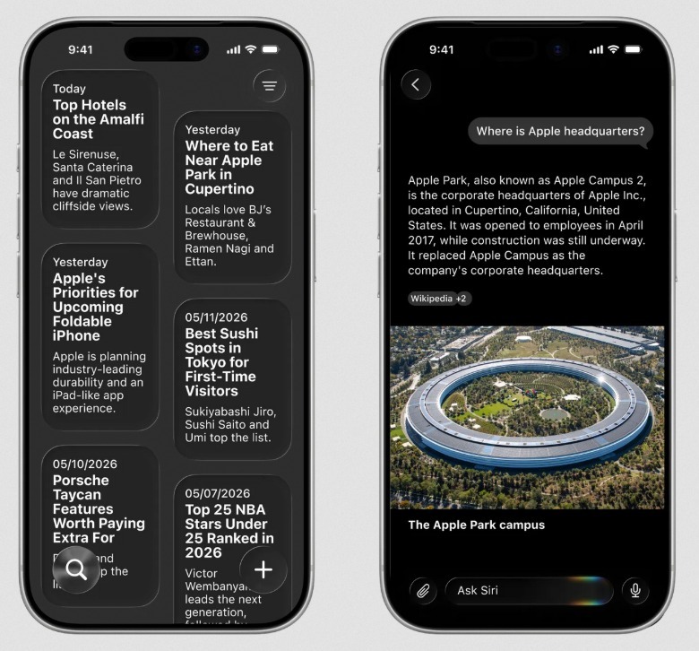 An illustration showing the new rich-text responses Siri could generate in iOS 27.