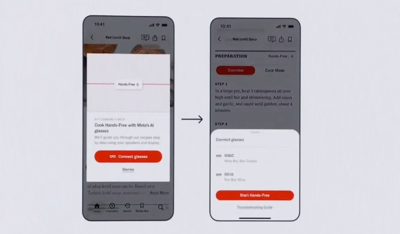 Hands-free mode in NYT Cooking app.