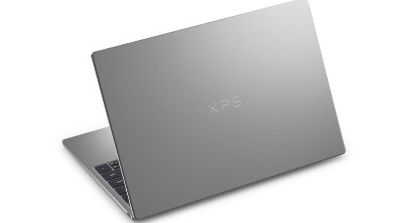 The back of the 2026 XPS 13 in storm gray.