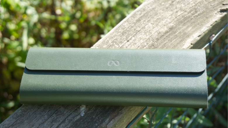 The Meta Glasses charging cases folded flate.