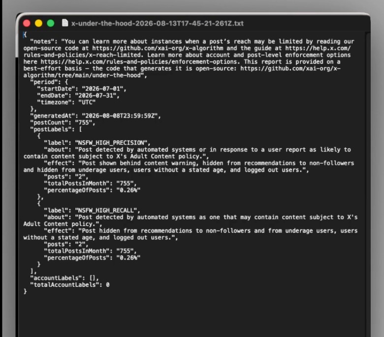 A screenshot of text from