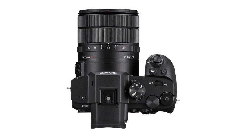 Sony RX10 V superzoom camera shown from the top