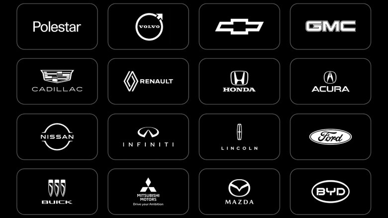 A list of automakers that use Google built-in.