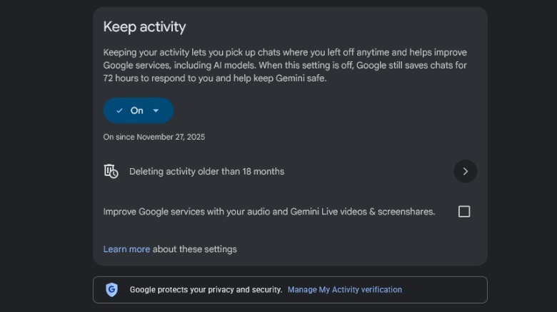 Gemini data settings.