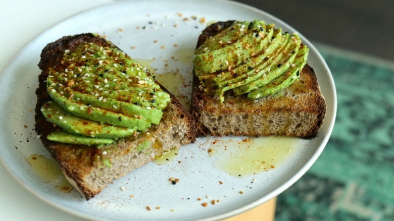 Avocado toast featuring sourdough miche made using the Breville Eye Q.