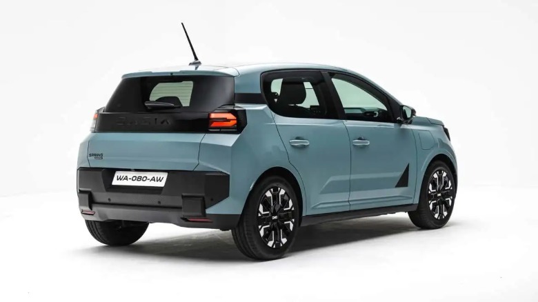 Dacia Spring EV is shown against a white background
