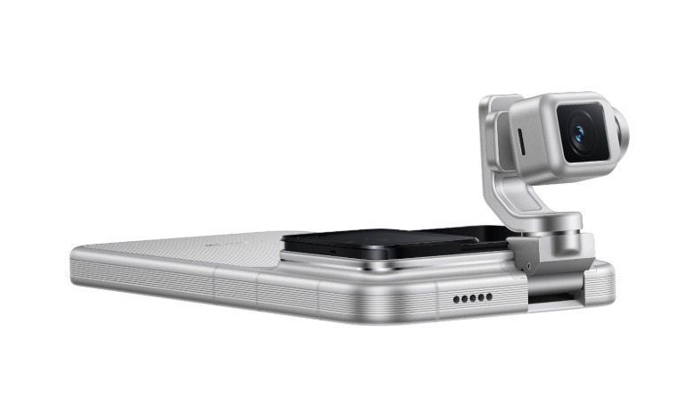 A robot phone lays on its front.