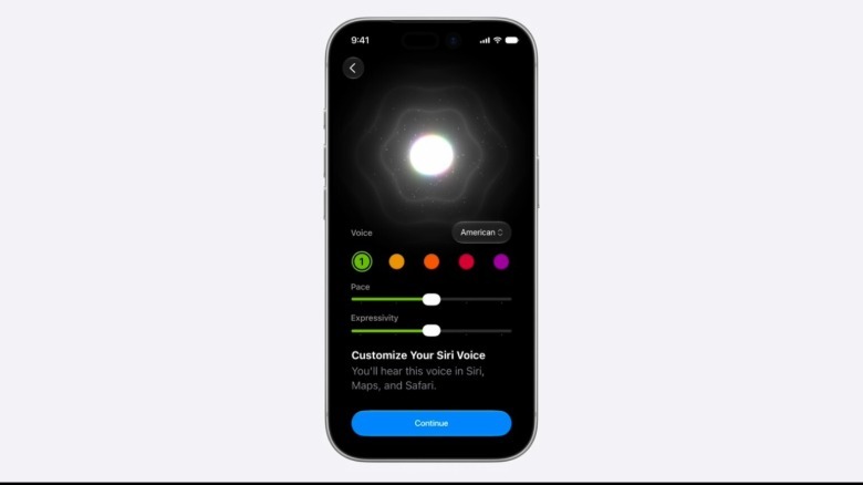 A screenshot of Siri's new voice settings.