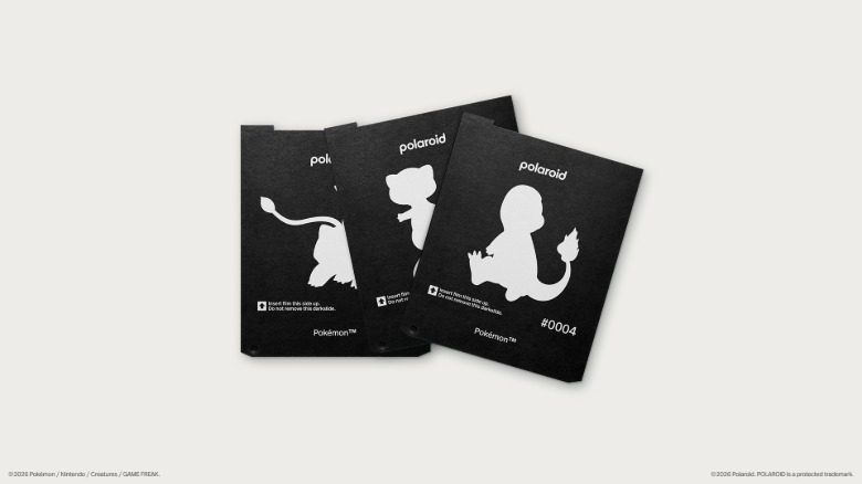Dark slides with Pokemon silhouettes on them.
