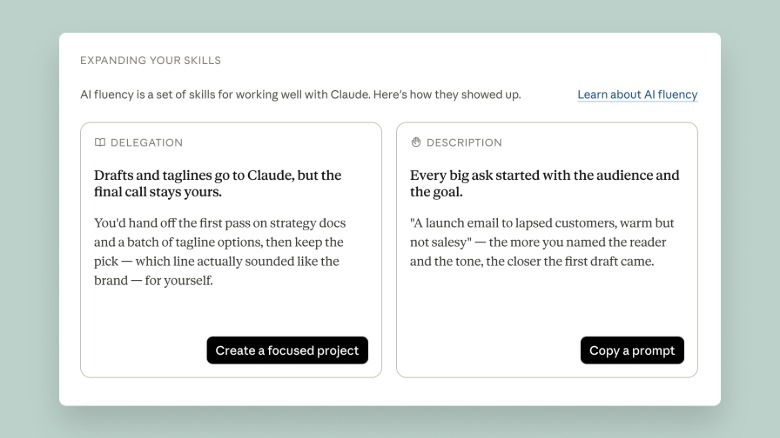 Claude's fluency section lists recommendations on how you can use the chatbot more efficiently