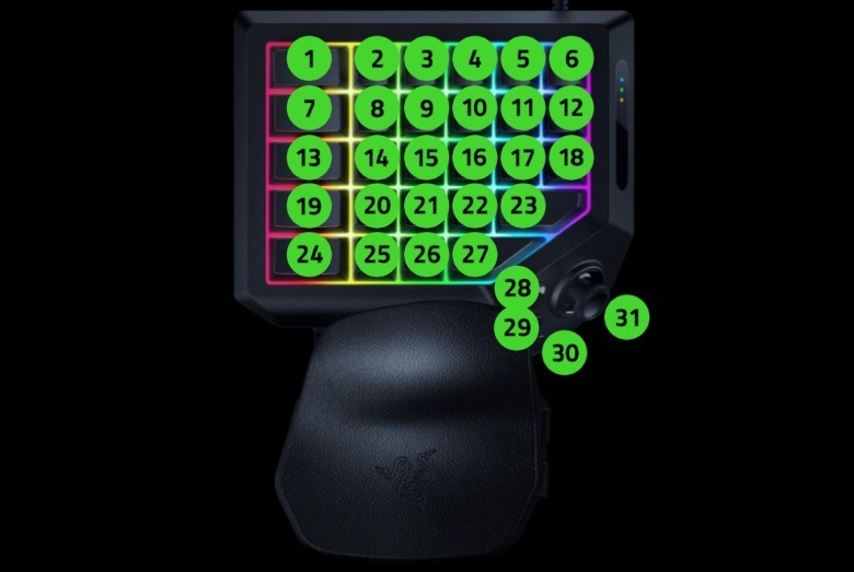 A keyboard with macro keys.