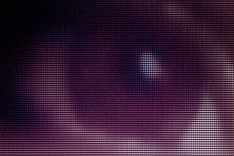 Close-up of an OLED panel showing subpixel layout