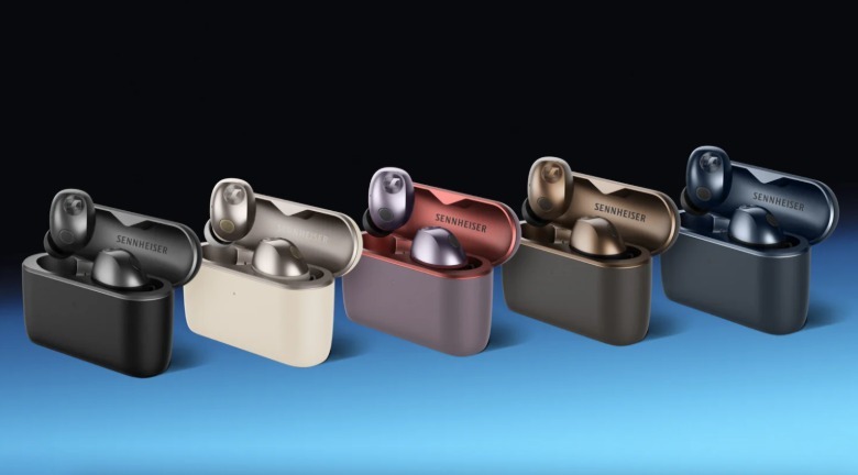 Five colorways of earbuds.