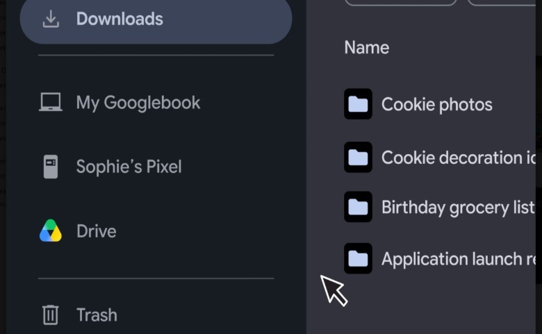 Screenshot of the Googlebooks file browser