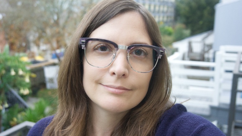 The Ray-Ban Meta Audio glasses on the author's face.