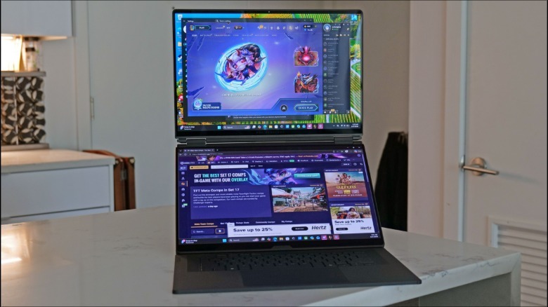 ROG Zephyrus Duo in stacked display mode.
