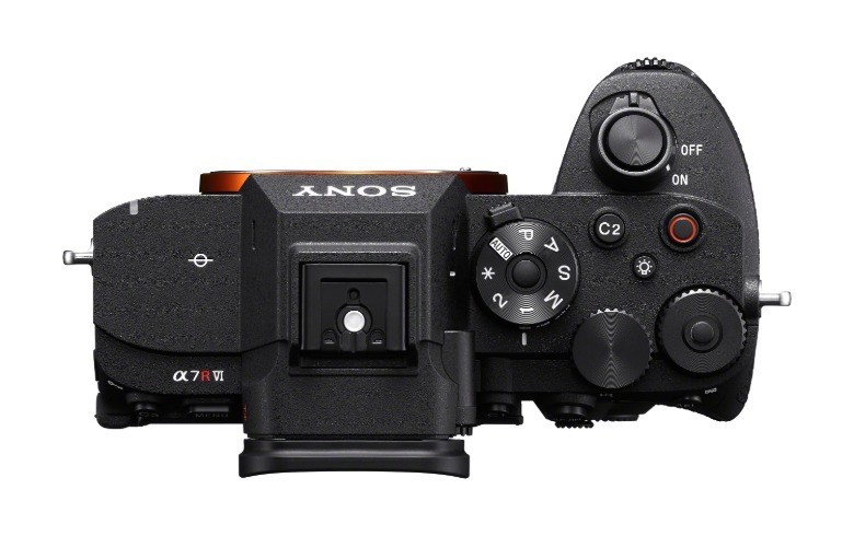 Sony A7R VI mirrorless camera shown from the top
