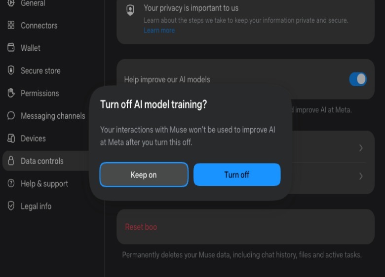 A screenshot of Muse's settings.