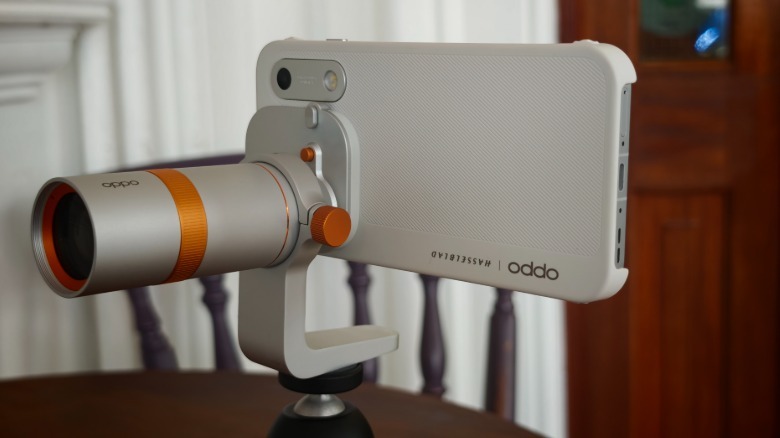 Oppo's Find X10 Pro Max with teleconvertor attachment.