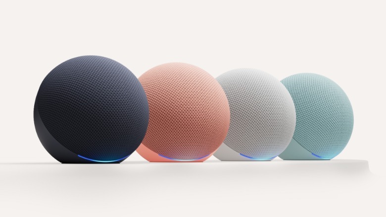 Amazon Dot shown in four colors
