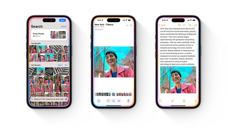 Three iPhones showing Siri commands in action